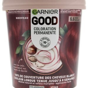 Garnier - Permanente Haarfarbe - ohne Ammoniak - 90% Inhaltsstoffe aus natürlichen Ursprungs und veganer Formel - Sheabutter - 100% Abdeckung für weißes Haar - Granatapfelrot (6,6) - Good