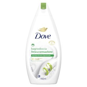 Dove Frische Duschgel, dermo-natürliche Feuchtigkeitspflege, Apfel und Zedernholz, 1/4 Feuchtigkeitscreme, dermatologisch getestet, Schaumbad für Damen und Herren, 100% recycelte Flasche* 450 ml