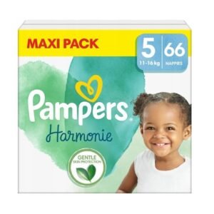 Pampers Windeln Große 5 (11-16 kg), Windeln Harmonie, 66 Stück, Schonung der empfindlichen Haut und Inhaltsstoffe pflanzlichen Herkunft