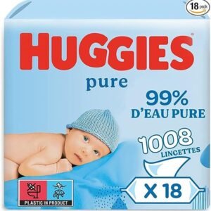Huggies Pure, Babytücher, 18 Packungen (insgesamt 1008 Tücher)  99 Prozent reines Wasser  parfümfrei für sanfte Reinigung und Schutz  natürliche Feuchttücher