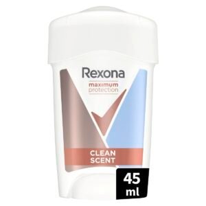 Rexona Women Maximum Protection Anti Transpirant Deo Creme Clean Scent Deodorant mit 96 Stunden Schutz gegen starkes Schwitzen und Geruch mit 3x Schutz bei Stress, Hitze & Bewegung 45 ml