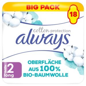 Always Ultra Binden Damen Gr. 3, Night (8 Damenbinden mit Flügeln) Organic Cotton Protection, sicherer Schutz und Oberfläche 100% Bio-Baumwolle
