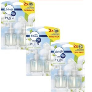 Febreze Ambi Pur Lufterfrischer Plug-in Nachfüllpackung, Megapack, 2er Pack, 6 x 20 ml, weißer Jasminduft