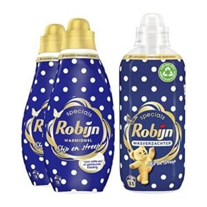 Robijn Specials Punkt und Streifen Waschmittel und Weichspüler Paket, für weiße und/oder farbige Kleidung - 3 Stück - Vorteilspack
