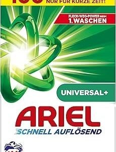 Ariel Schnell Auflösendes Pulverwaschmittel Universal+ 6 kg, 100 Waschladungen, Ausgezeichnete Fleckenentfernung