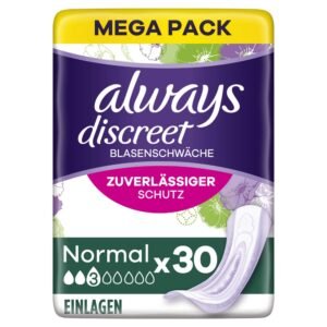 Always Discreet Inkontinenz-Slipeinlagen Damen, Normal (30 Binden) Mega Pack, starker Schutz, den Sie kaum spüren