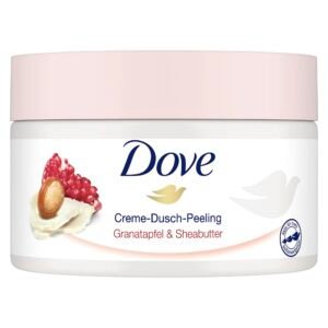 Dove Creme-Dusch-Peeling Granatapfel & Sheabutter Scrub Körper Peeling für geschmeidige Haut Hautpflege mit Jojobawachs-Perlen 225 ml