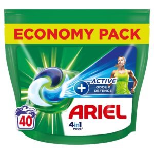 Ariel 4-in-1 Pods, Flüssigwaschmittel in Kapseln, 40 Waschgänge, Touch De Febreze, Active Odor Defense, Sauberkeitsduft, 2 x länger, makellos, auch in kurzen und kalten Zyklen, hergestellt in