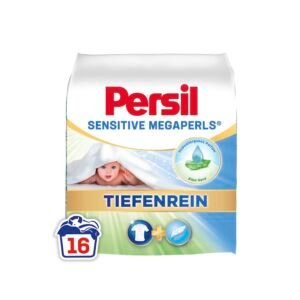 Persil Sensitive Megaperls Tiefenrein (16 Waschladungen), Waschmittel für Allergiker mit beruhigender Aloe vera für sensible Haut, effektiv von 20 °C bis 95 °C, ECARF-zertifiziert