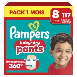Pampers Baby-Dry Pants Große 8, 117 Windeln, 17kg+, 360° Passform hilft, Auslaufen zu verhindern