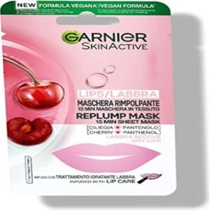 Garnier Maske aus Stoff für Lippen, feuchtigkeitsspendende und straffende Formel, mit Kirsche und Panthenol, 1 Stück