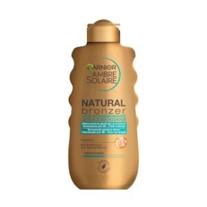 Garnier Natural Bronzer Selbstbräunungsmilch für eine gleichmäßige und natürliche Bräunung, schnell einziehend, feuchtigkeitsspendend und glättend, mit Aprikosenöl und Vitamin E, Ambre Solaire