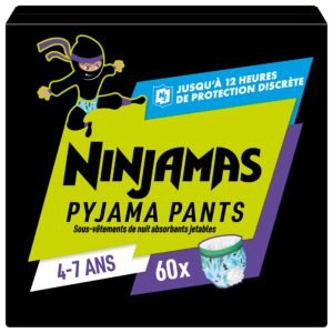 Ninjamas Pyjama Pants Raumschiff, 60 absorbierende Nachthöschen, 7 Jahre, 17kg-30kg, Auslaufschutz für die ganze Nacht