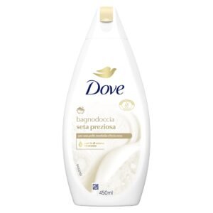 Dove Edles Seidenbad, Formel mit Dermo-natürlicher Feuchtigkeitsspender, mit 1/4 Feuchtigkeitscreme, dermatologisch getestet, Duschgel für Damen und Herren, 100% recycelte Flasche* 450 ml