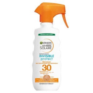 Garnier Ambre Solaire Schutzspray Invisible Protect Bronze, Gesicht und Körper, unsichtbar auf allen Hauttypen, mit hohem Schutz LSF 30, angereichert mit Vitamin und Carotin, Maxi-Format 300 ml