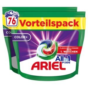 Ariel Waschmittel Pods All-in-1, Waschmittel 76 Waschladungen, Color, Kraftvolle Fleckenentfernung in nur 1 Waschgang