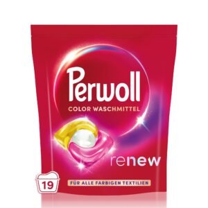 Perwoll Renew Caps Color Waschmittel (19 Wäschen), All-in-1 Waschmittel Caps reinigen sanft und erneuern Farben & Fasern, für alle farbigen Textilien, mit Dreifach-Renew-Technologie
