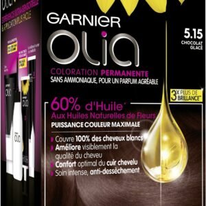 Garnier Olia permanente Haarfarbe, ohne Ammoniak, mit natürlichen Blumenölen, eisiges Schokoladenbraun (5.15)