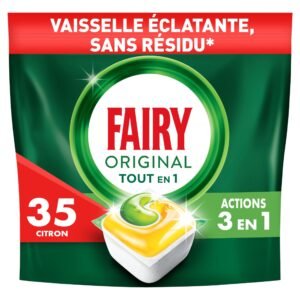 Fairy Original Spülmaschinentabs, All in 1, Zitrone, 35 Kapseln, wirksam auch auf eingebranntem Fett